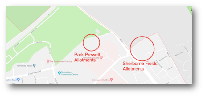 Map of Rooksdown Allotments